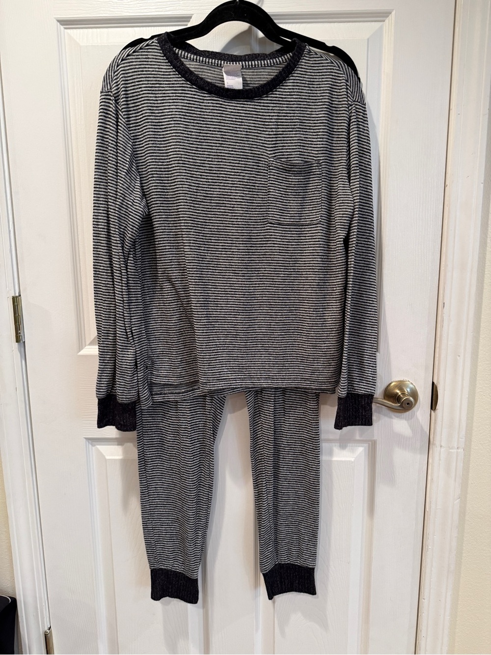 Stars Above Long Sleeve Black & White Stripe Pajama Set